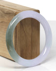 Baikalla Natural Icy Light Lavender & Oil-Green Jadeite Jade "Traditional Round" Bangle Bracelet (53.9mm) 