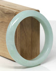 Baikalla Natural Light Apple-Green Jadeite Jade "Half Round" Bangle Bracelet (56.4mm) 
