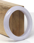 Baikalla Natural Light Lavender Jadeite Jade "Half Round" Bangle Bracelet (56.2mm) 