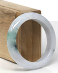 Baikalla Natural Icy Green Patch Jadeite Jade "Half Round" Bangle Bracelet (53.4mm) 