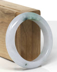 Baikalla Natural Icy Green Patch Jadeite Jade "Half Round" Bangle Bracelet (53.4mm) 