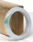 Baikalla Natural Icy Green Patch Jadeite Jade "Half Round" Bangle Bracelet (53.4mm) 