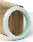 Baikalla Natural Light Apple-Green Jadeite Jade "Half Round" Bangle Bracelet (56mm) 
