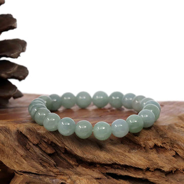Baikalla Jewelry jade beads bracelet Natural Jadeite Jade 10 mm Round Oil Green Beads Bracelet ( 10 mm )