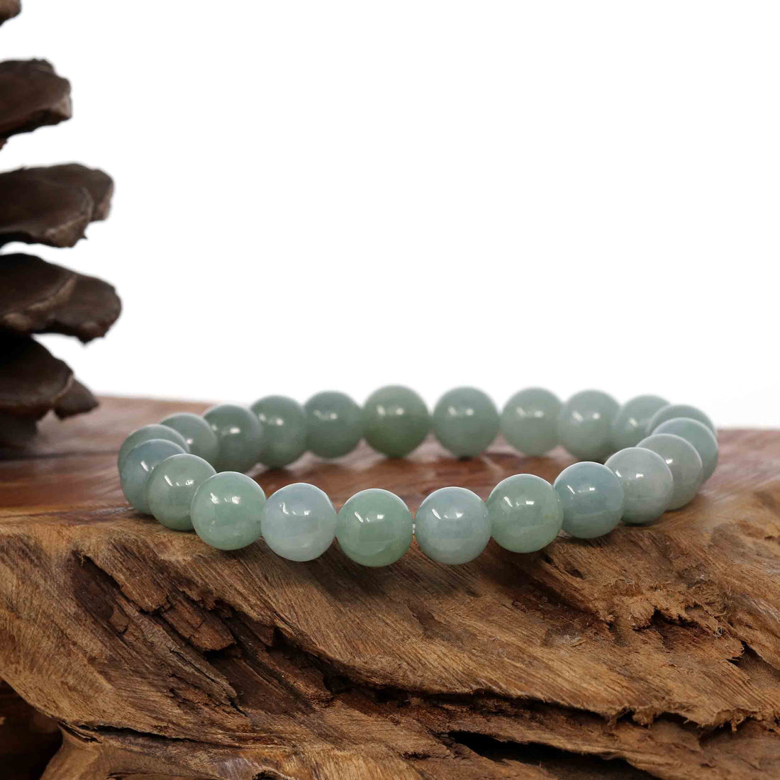 Baikalla Jewelry jade beads bracelet Natural Jadeite Jade 10 mm Round Oil Green Beads Bracelet ( 10 mm )