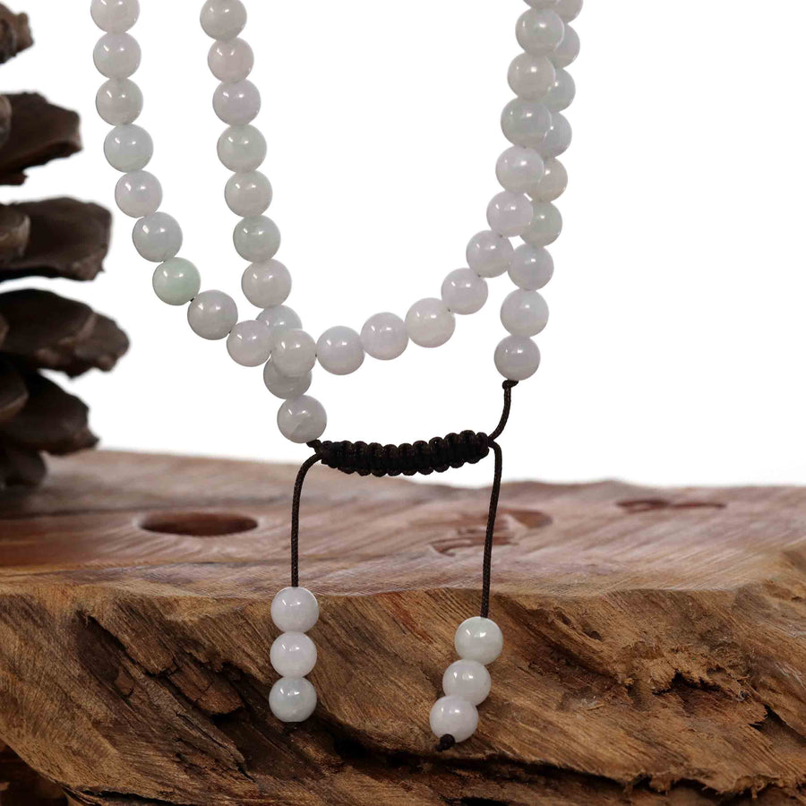Baikalla Jewelry jade beads bracelet Natural Jadeite Jade 108 Round Lavender Beads Buddha Rosary ( 10 mm )