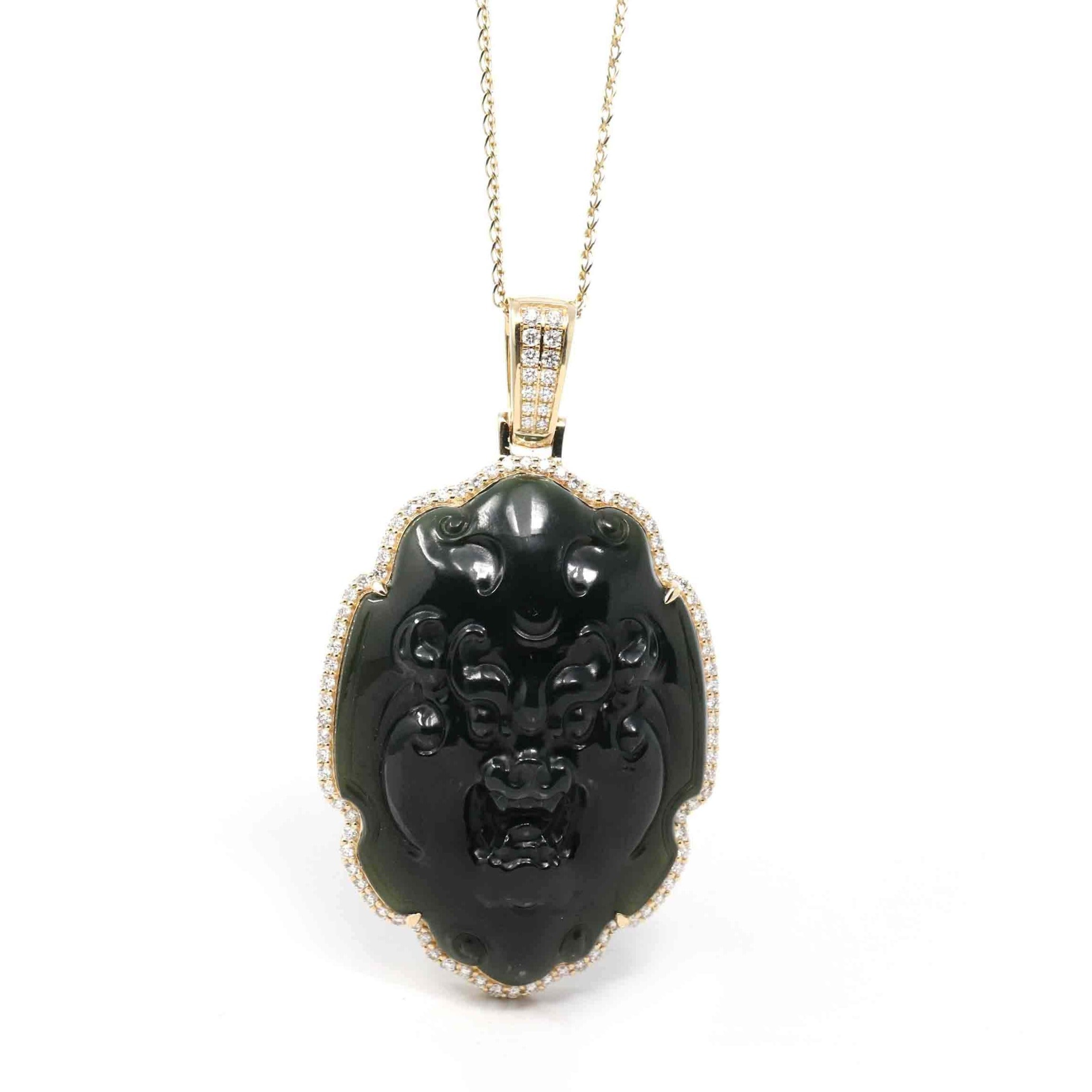 Baikalla™ 14K Yellow Gold Diamond & Genuine Nephrite Black Jade