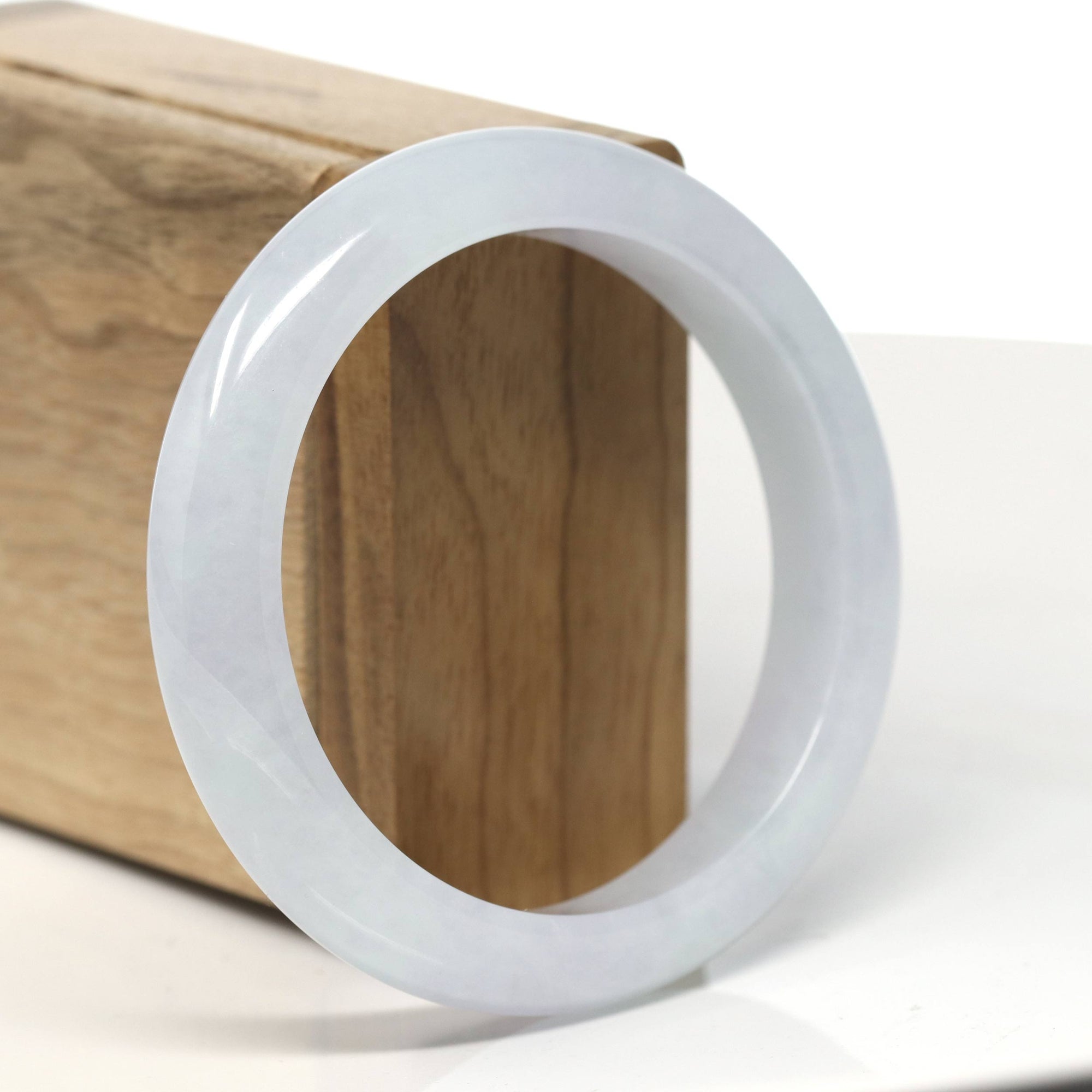 Baikalla Natural Icy Faint Green Jadeite Jade Bangle Bracelet (57.2 mm) 