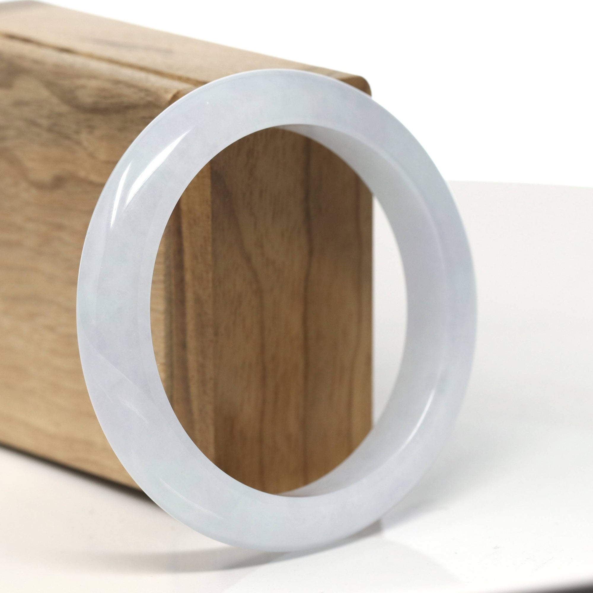 Baikalla Natural Icy Faint Green Jadeite Jade Bangle Bracelet (57.2 mm) 