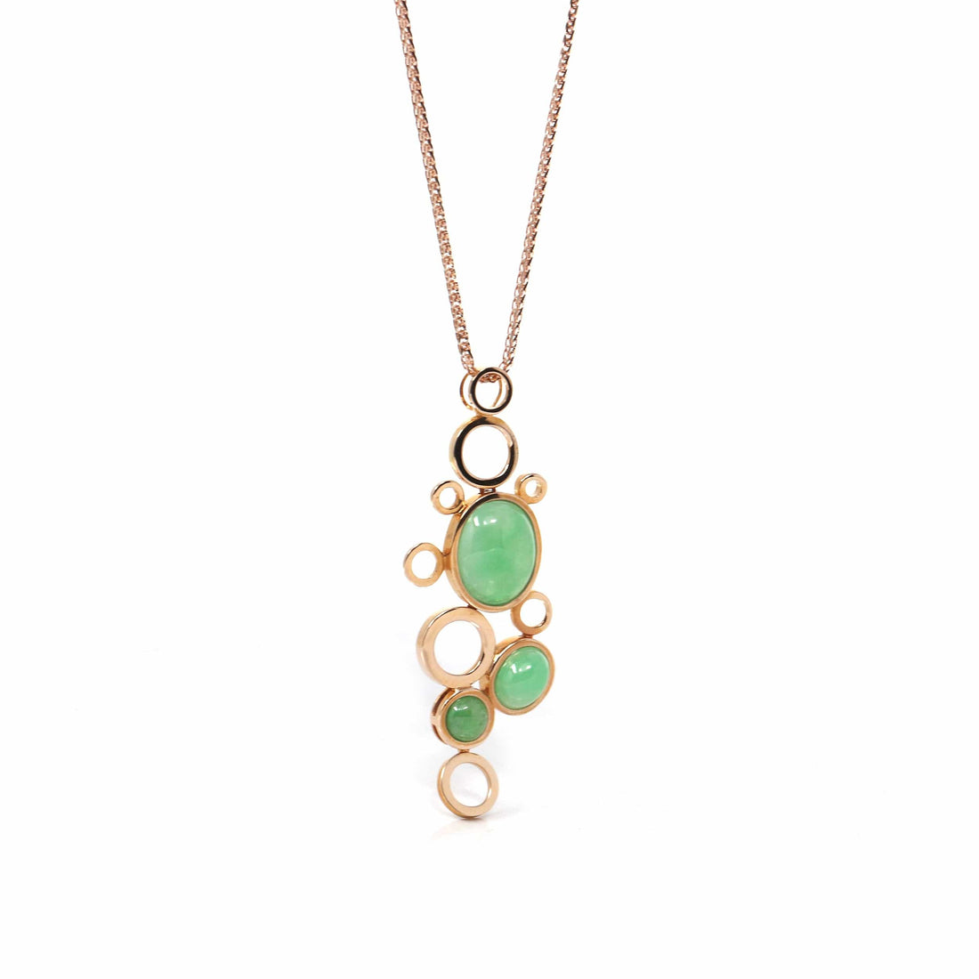 Baikalla Jewelry Gold Jadeite Necklace Copy of 18k Rose Gold Jadeite Jade Diamond Bubble Pendant Necklace