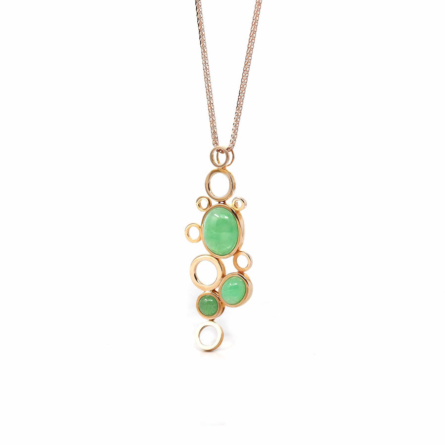 Baikalla Jewelry Gold Jadeite Necklace Copy of 18k Rose Gold Jadeite Jade Diamond Bubble Pendant Necklace