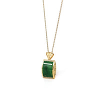 Baikalla Jewelry 18k Gold Jadeite Pendant Copy of 18k White Gold Genuine Burmese Jadeite Bamboo Pendant Necklace With Diamond