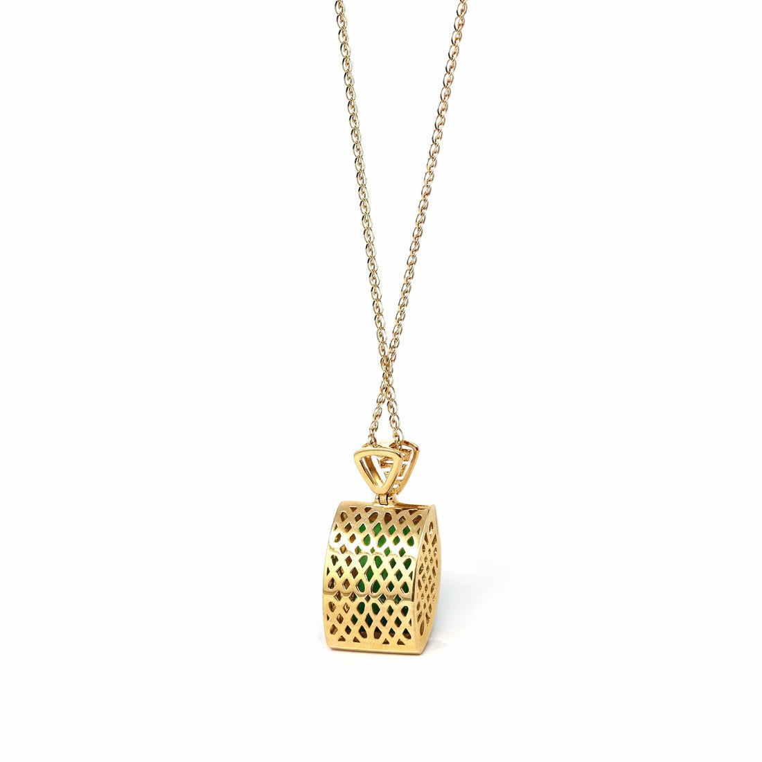 Baikalla Jewelry 18k Gold Jadeite Pendant Copy of 18k White Gold Genuine Burmese Jadeite Bamboo Pendant Necklace With Diamond