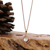 Baikalla Jewelry 18k Gold Jadeite Necklace Copy of 18K Rose Gold Ice Jadeite Jade Hulu Necklace with Diamonds