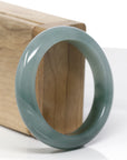 Baikalla Natural Oil-Green Jadeite Jade "Half Round" Bangle Bracelet (54.6mm) 
