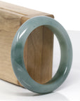 Baikalla Natural Oil-Green Jadeite Jade "Half Round" Bangle Bracelet (54.6mm) 