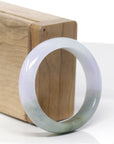 Baikalla Natural Light Lavender & Oil-Green Jadeite Jade "Oval" Bangle Bracelet (52.5mm) 