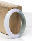 Baikalla Natural Light Lavender & Oil-Green Jadeite Jade "Oval" Bangle Bracelet (52.5mm) 