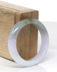 Baikalla Natural Light Lavender & Oil-Green Jadeite Jade "Oval" Bangle Bracelet (52.5mm) 