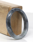 Baikalla Natural Black Wuji Jadeite Jade "Oval" Bangle Bracelet (55.4mm) 