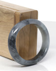 Baikalla Natural Black Wuji Jadeite Jade "Oval" Bangle Bracelet (55.4mm) 