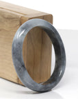 Baikalla Natural Black Wuji Jadeite Jade "Oval" Bangle Bracelet (55.4mm) 