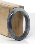 Baikalla Natural Black Wuji Jadeite Jade "Oval" Bangle Bracelet (55.4mm) 