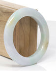 Baikalla Natural Light Green & Lavender W/ Yellow Patches Jadeite Jade "Half Round" Bangle Bracelet (53.7mm) 
