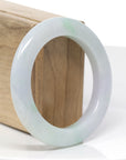 Baikalla Natural Light Green & Lavender W/ Yellow Patches Jadeite Jade "Half Round" Bangle Bracelet (53.7mm) 