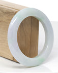 Baikalla Natural Light Green & Lavender W/ Yellow Patches Jadeite Jade "Half Round" Bangle Bracelet (53.7mm) 