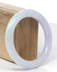 Baikalla Natural Icy Light Lavender & Green Jadeite Jade "Traditional Round" Bangle Bracelet (56.6mm) 