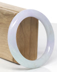 Baikalla Natural Icy Light Lavender & Green Jadeite Jade "Traditional Round" Bangle Bracelet (56.6mm) 