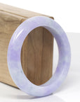 High-End Natural Vixen Lavender Jadeite Jade "Half Round" Bangle Bracelet (55mm) 