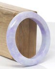 High-End Natural Vixen Lavender Jadeite Jade "Half Round" Bangle Bracelet (55mm) 