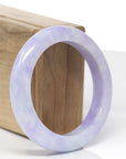 High-End Natural Vixen Lavender Jadeite Jade "Half Round" Bangle Bracelet (55mm) 