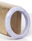 High-End Natural Vixen Lavender Jadeite Jade "Half Round" Bangle Bracelet (55mm) 