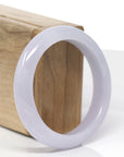 Baikalla Natural Light Lavender Jadeite Jade "Half Round" Bangle Bracelet (56.1mm) 