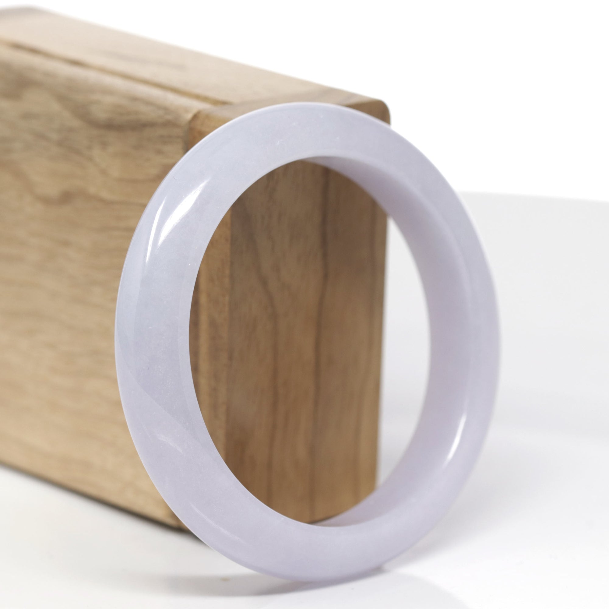 Baikalla Natural Light Lavender Jadeite Jade "Half Round" Bangle Bracelet (56.1mm) 