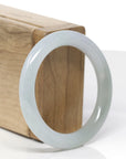 Baikalla Natural Light Green & Icy Oil-Green Patch Jadeite Jade "Traditional Round" Bangle Bracelet (51.8mm) 
