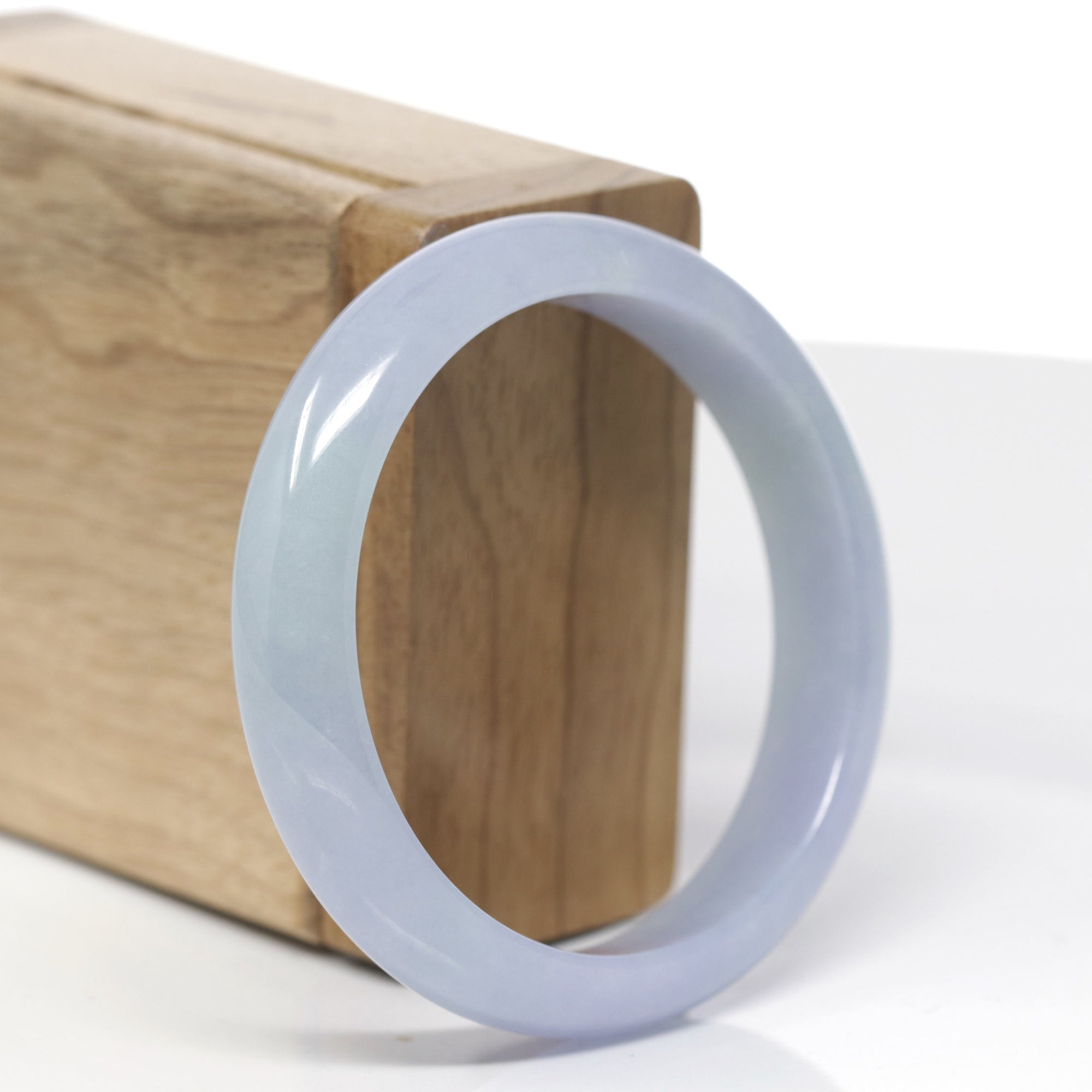 Baikalla Natural Lavender &amp; Light Green Jadeite Jade "Half Round" Bangle Bracelet (55.8mm) 
