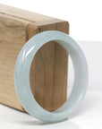 Baikalla Natural Light Blue-Green Jadeite Jade "Half Round" Bangle Bracelet (52.5mm) 