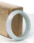 Baikalla Natural Light Blue-Green Jadeite Jade "Half Round" Bangle Bracelet (52.5mm) 