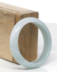 Baikalla Natural Light Blue-Green Jadeite Jade "Half Round" Bangle Bracelet (52.5mm) 
