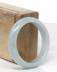 Baikalla Natural Light Blue-Green Jadeite Jade "Half Round" Bangle Bracelet (52.5mm) 