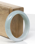Baikalla Natural Light Blue-Green Jadeite Jade "Half Round" Bangle Bracelet (52.5mm) 