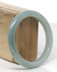 Baikalla Natural Oil-Green Jadeite Jade "Half Round" Bangle Bracelet (58.6mm) 