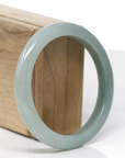 Baikalla Natural Oil-Green Jadeite Jade "Half Round" Bangle Bracelet (58.6mm) 