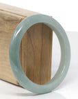 Baikalla Natural Oil-Green Jadeite Jade "Half Round" Bangle Bracelet (58.6mm) 