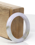 Baikalla Natural Light Lavender & Oil-Green Jadeite Jade "Oval" Bangle Bracelet (50.5mm) 