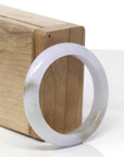 Baikalla Natural Light Lavender & Oil-Green Jadeite Jade "Oval" Bangle Bracelet (50.5mm) 